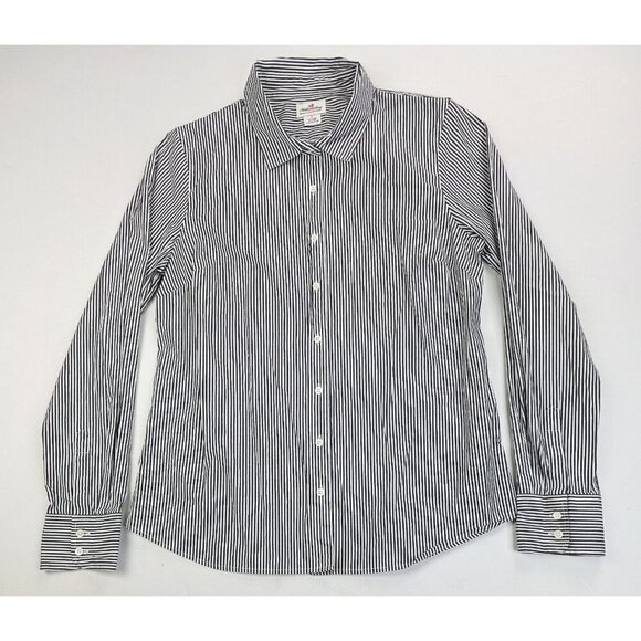 J. Crew Haberdashery Size Large Womens Black White Strip Long Sleeve Shirt - Picture 5 of 9